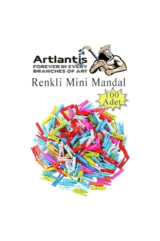 Renkli Mini Mandal Ahşap 100 Adet Renkli Minik Mandal Dekoratif Süsleme Fotoğraf Asma Mandalı Dekarasyon