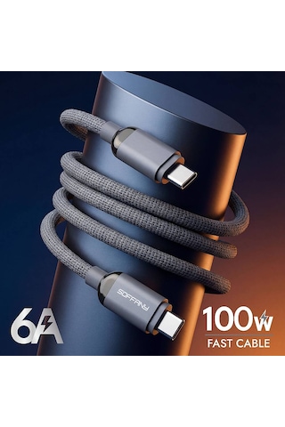 T1798 100w Süper Hızlı Şarj Kablosu 6a Type-c To Type-c Örgülü Da