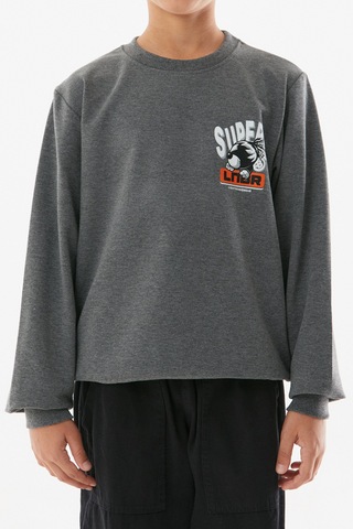 Erkek Çocuk Superb Önü Arkası Yazı Resim Desenli Antrasit Renk Sweatshirt Antrasit