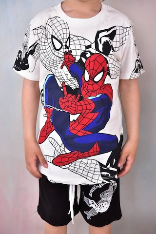 Sml Tekstil Spiderman Temalı Çocuk Tişört Ve Şort Takımı Siyah