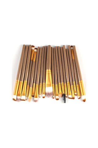 Cbtx Ahşap Saplı Makyaj Fırça Seti Altın - Kahverengi 20'li