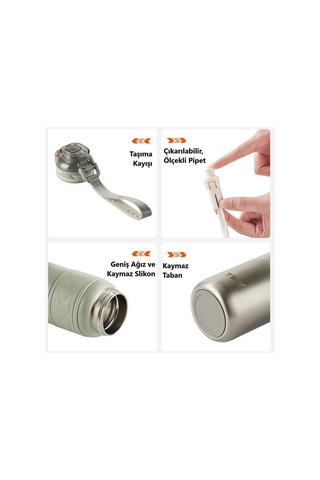 Tkk Çelik Termos Matara 900 Ml Gri Yeşil