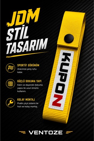 Kupon Çeki İpi Sarı Yarış Tarzı Tow Strap Modifiye Aksesuarı 4x20 Cm
