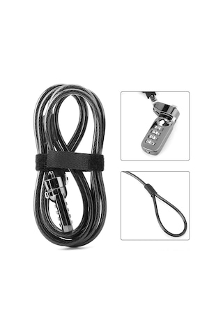 Konesam Yeniden Ayarlandırabilir 4 Basamaklı Kodlu Bilgisayar Kilitleri, Kaliteli Çelik Tel Ve Çinko Alaşımlı Kilitleyici, 2 Metre Uzunlukta Pvc Kapaklı, Anahtarsız Güvenlik Sistemi
