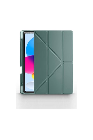 Apple Uyumlu iPad A16 11. Nesil 2025 11 Inç Kılıf Kalem Bölmeli Trifolding Standlı Uyku Modlu Silikon Kapak Kapaklı Kılıf