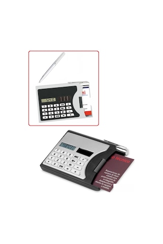 Hesap Makinesi Kalem Kartvizitlik 3lü Fonksiyonlu Promasyon Rekla Gümüş