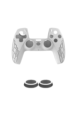 Cafele PS5 Dualsense Joystick Kol Silikon Kılıf + Analog Koruyucu Beyaz