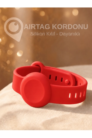 Beylini Airtag Yuvalı Bileklik Çocuk Yaşlı Alzahimer Demans Bilekliği Boş Airtag Yuvalı Renkli Kırmızı