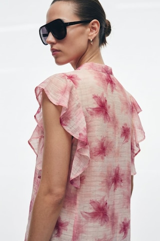 Sateen Fırfır Detaylı Gömlek - Pembe-137364