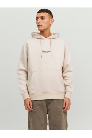 Jack & Jones Jack&jones Kapüşonlu Rahat Kesim Bej Erkek Sweat 12241687 001
