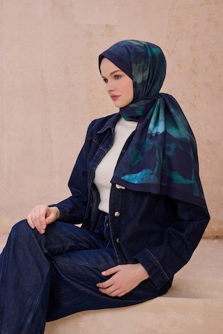 Belli Fresh Çiçek Desen Vintage Şal 1 Lacivert