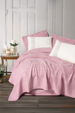 Cotton Box Cb Aura Pebble Tk Pıke Takımı+fıtted Carsaf Pembe Pembe
