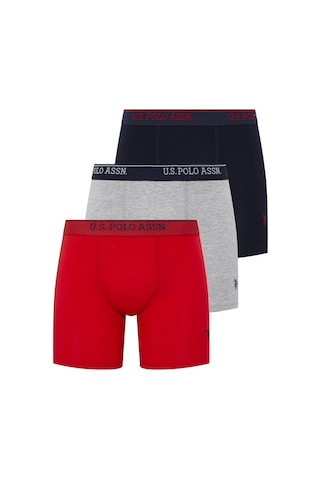 U.S. Polo Assn. Erkek 3 Lü Boxer Set Kırmızı Gri Melanj Lacivert 001