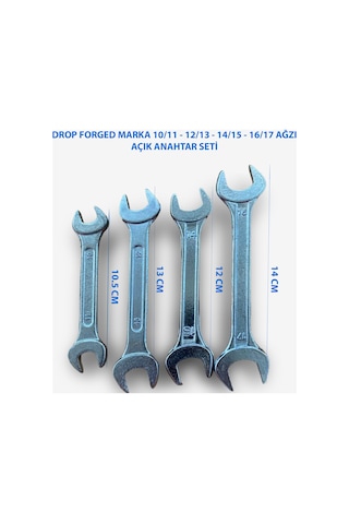 4'lü Çift Ağız Açık Anahtar Takımı 10/11 12/13 14/15 16/17 Mm Dayanıklı El Aleti