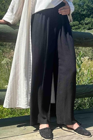 Rabia Şamlı Siyah Keten Pantolon Normal