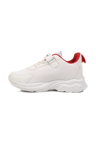 Beyaz Kırmızı Cırtlı Fileli Unisex Çocuk Spor Ayakkabı 2340 F Beyaz-kırmızı