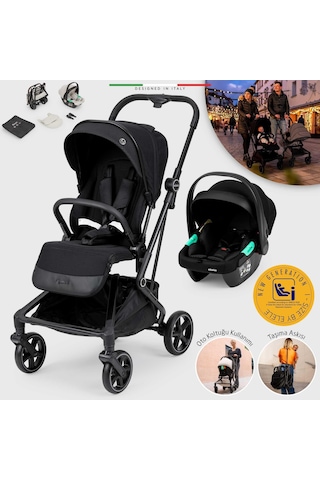 Elele Rotativo Çift Yönlü Kabin Tipi Travel Bebek Arabası Siyah