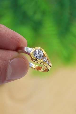 Midyat Nurtaş Gümüş Kristal Kesim Gold Kaplama 925 Ayar Gümüş Zirkon Yüzük 201022858