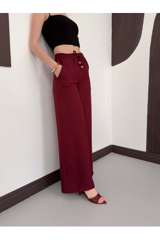 Verymoda Keten Pantolon D2381 Bordo