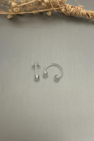 Takıconcept 2 Adet Şeffaf Bioplast Tragus Helix Kıkırdak Piercing, Beyaz Genel