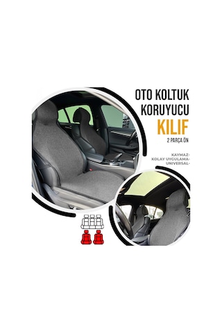 Oto Koltuk Koruyucu Kılıf Füme Universal 2 Parça Ön A+ Kalite
