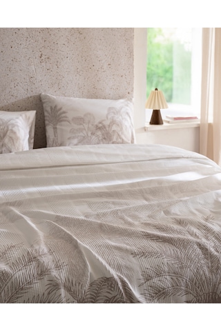 Madame Coco Aruba King Size %100 Pamuk Karde Baskılı Pike Takımı - Bej 8684427310410 Çok Renkli