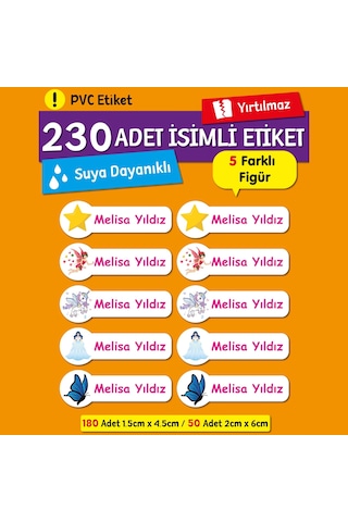 Kişiye Özel İsimli Defter Kalem Okul Etiketi, Yırtılmaz Pvc Etiket, Suya Dayanıklı Beyaz