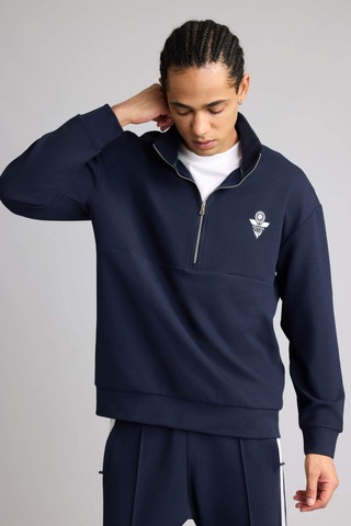 Defacto Boxy Fıt Dik Yaka Sporcu Sweatshirt F9372ax26spnv253 Lacivert-nv253