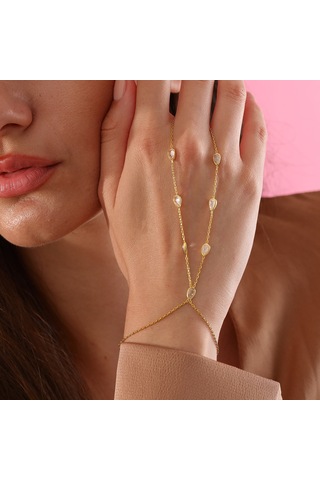 925 Ayar Gümüş Damla Zirkon Taşlı Şahmeran Altın