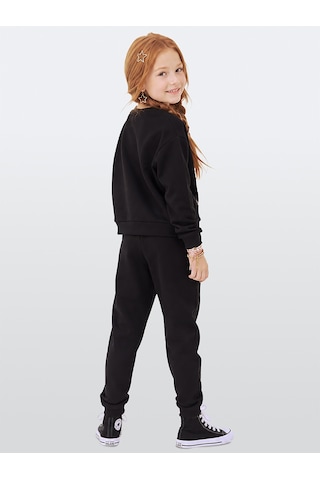 Deno Kids Denokids Kız Çocuk Peluş Unicorn %100 Panuk Kalın Siyah Eşofman Takım Eğlenceli Tasarım 3-8 Yaş Çok Renkli