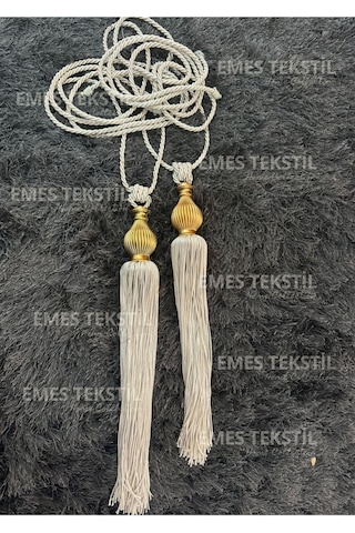 Kuka Braçol Kornişe Takma Tavan Yan Bağlama Perde Toplama Aksesuarı Tieback Gold Kukalı Krem