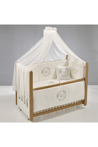 Meltem Kids Mia Anne Yanı Ahşap Sallanır Beşik 60 x 120 CM (Naturel - Angel) Kahverengi