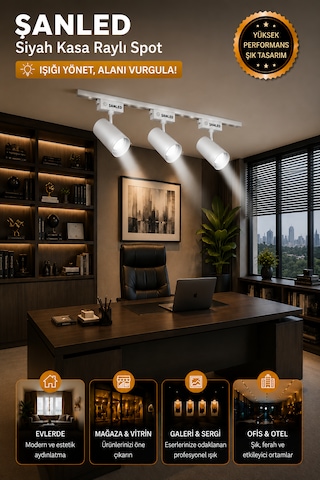 Led Beyaz Kasa Gün Işığı 35w Raylı Spot / 10 Adet 3 Metre Ray Beyaz Işık