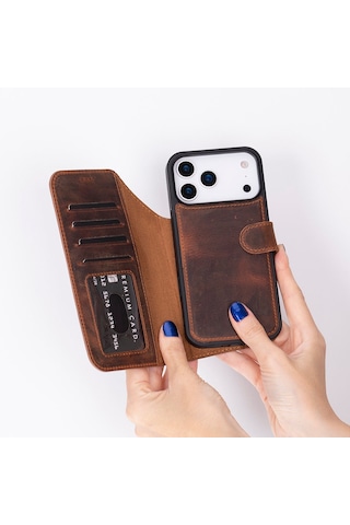 İphone 17 Pro Max Çıkarılabilir Deri Kılıf