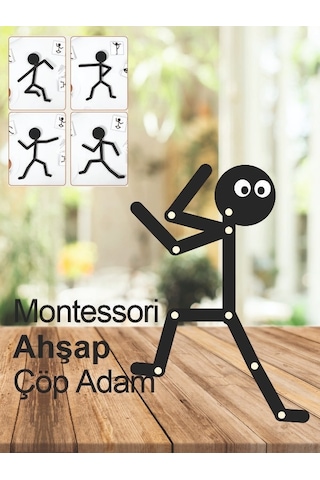 Ahşap Eğitici Oyuncak Montessori Çöp Adam Ahşap Oyuncak Ahşap Yap