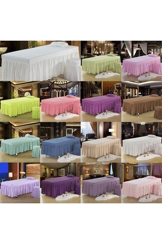 Ganzhoushop Suntek Örtülü Masaj Masası Güzellik Etek Beyaz Eu