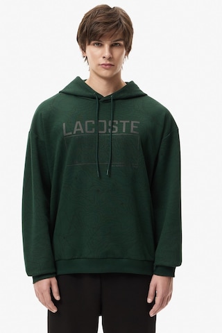 Lacoste Men's Oversize Sweatshirt Bol Kesim Kapüşonlu Pamuklu Erkek Sweatshirt Yeşil