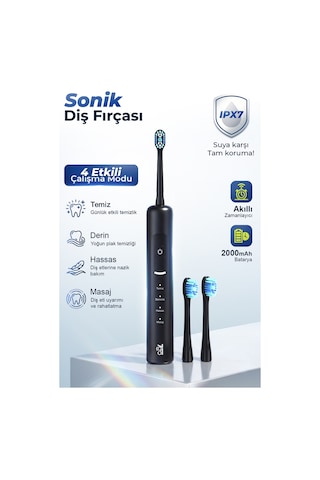 7go 7gmf2 Sonic Elektrikli Diş Fırçası Siyah