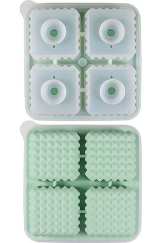 Xiyyadms Yemek Dereceli Silikon Buzluk, 4 Kare Büyük Buz Küpü, Yavaş Erime, Whiskey Ve Kokteyller İçin Ev Kullanıma Uygun, Yeşil Renk Çok Renkli