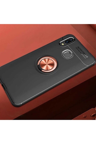 Samsung Uyumlu Galaxy A10s Kılıf Zore Ravel Silikon Kapak Siyah-Rose Gold