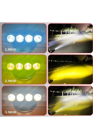 4 Ledli Beyaz-sarı Delici Led Sis Farı Off Road Kamyon Tır Forklift 12-24v Uyumlu 1 Adet