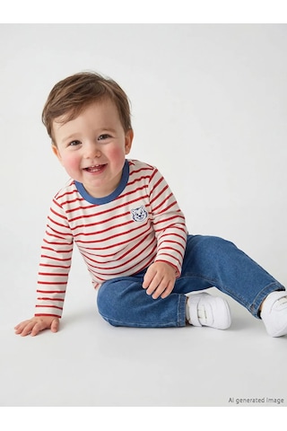 Lc Waikiki Kırmızı Erkek Bebek Jean Pantolon Ve Tişört