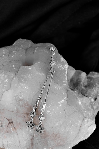 Encili Silver 925 Ayar Gümüş Çift Sallantılı Yonca Uçlu Tesbih Pü