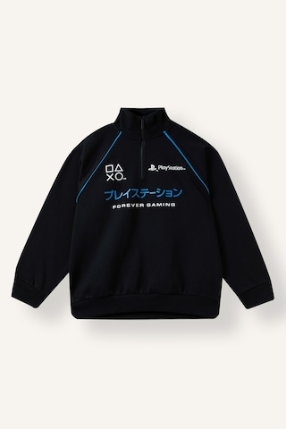 Defacto Playstation Oversize Dik Yaka Yarım Fermuarlı Baskılı Sweatshirt Erkek Çocuk I3673a826wnnv86 Lacivert-nv86