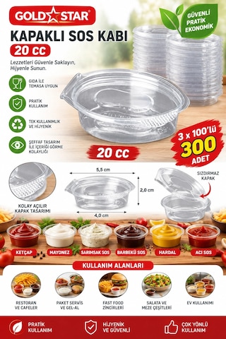Gold Star Kapaklı Sos Kabı 20 Cc 3 X100'lü 300 Adet Diğer