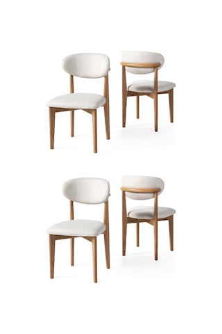 Norte Ahşap Salon Mutfak Sandalyesi 4 Lü Set 001