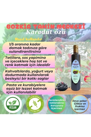 Bozkır Tahin Merkezi Katkısız Doğal Soğuk Pres Karadut Özü 700 G