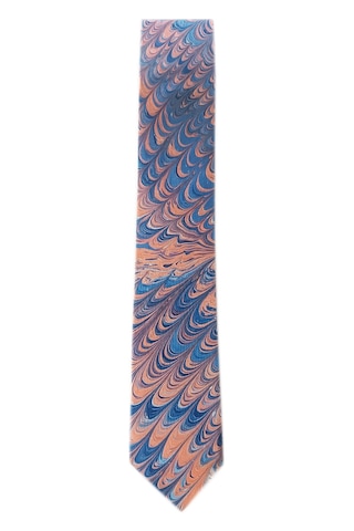 Elifebru Exclusive Handicrafts Ebru Sanatı El Yapımı Turuncu Mavi İpek Kravat Ikr 148 Çok Renkli