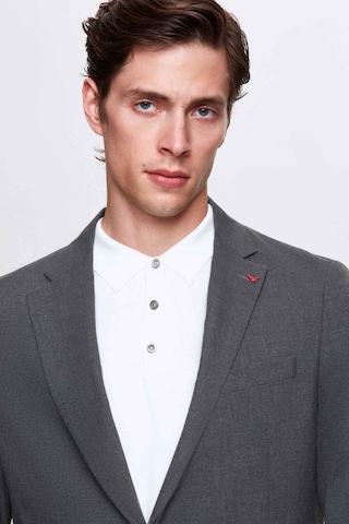 D's Damat Slim Fit Gri Düz Likralı Esnek Mono Yaka Çift Yırtmaçlı Astarlı Takim Elbise Gri