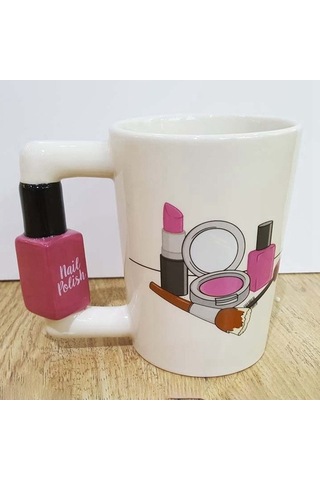 Createtech Yaratıcı Seramik Kupa-1 X Oje Saplı Bardak 07 Beyaz